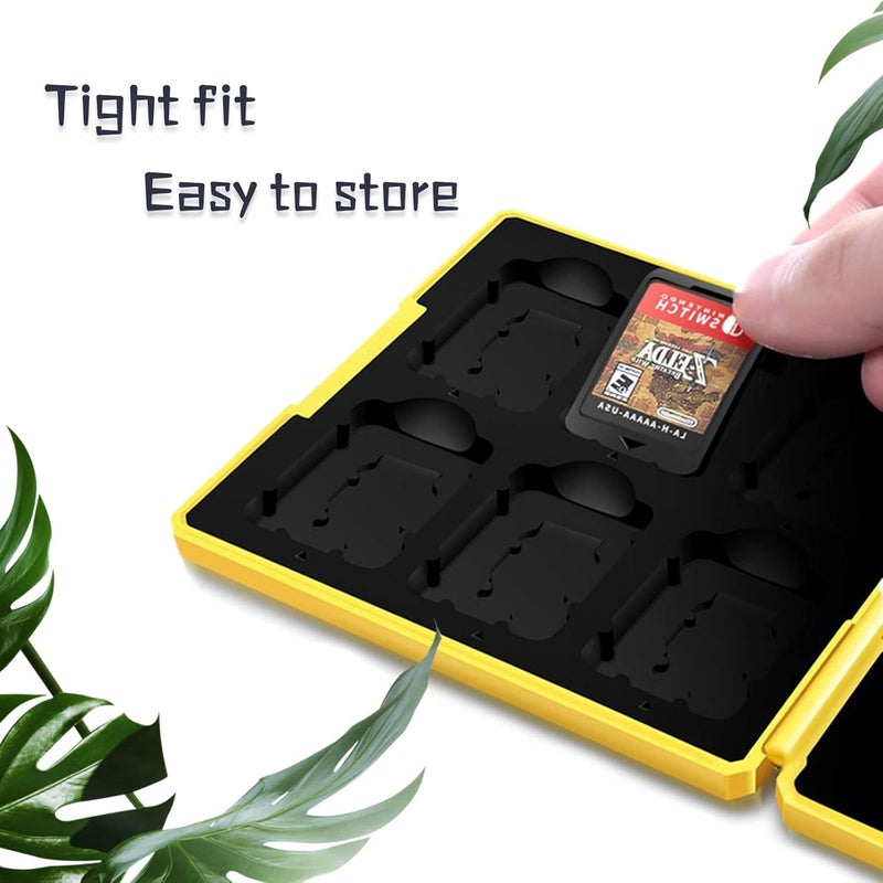 doepeBAE Switch Game Card Case, Portable Holder, Hard Shell Storage Case, Large Capacity Organizer with 12 Slots (Q Yellow) - Image 3